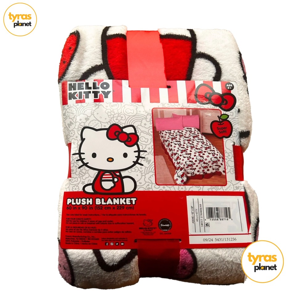 Sanrio Hello Kitty Plush Blanket 60x90 Silk Touch Throw Sweet Strawberry